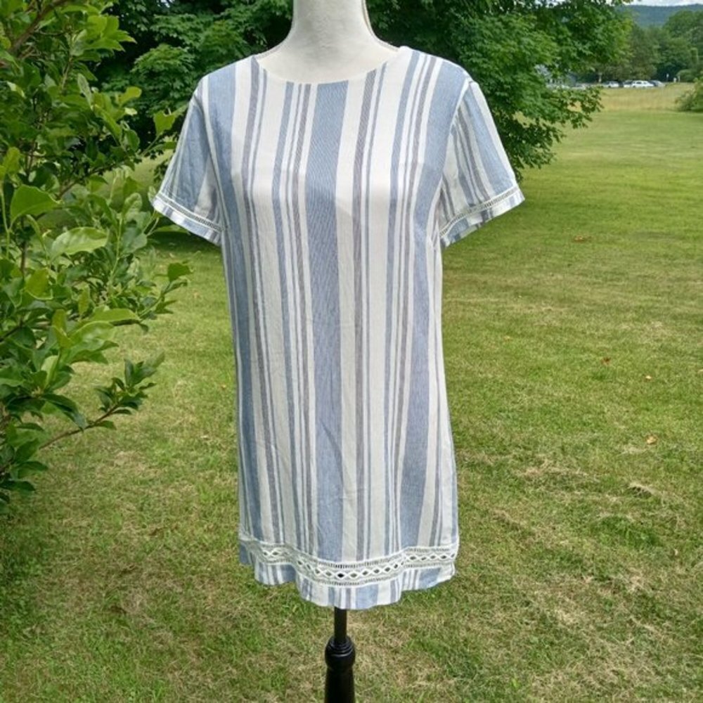 Lulus Blue White Shift Dress Size 6 Made in USA